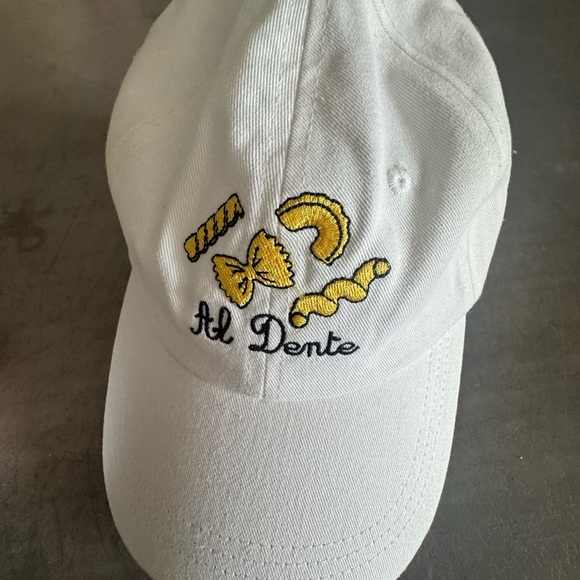 White Al Dente adjustable Cap w/ Embroidered Pasta Design & 4 black ink pen set🍝 - Picture 4 of 14